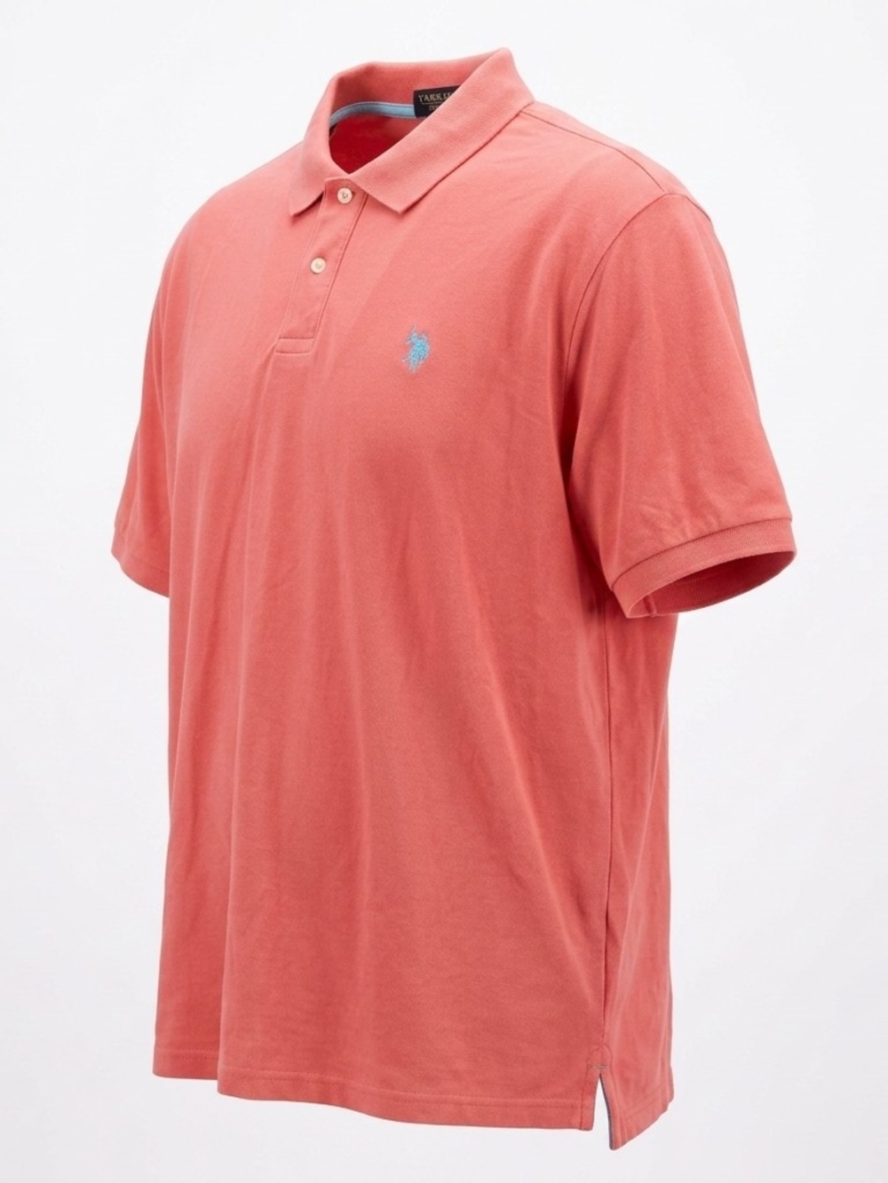 U.S. POLO ASSN. Men's 3XLT Big & Tall Coral Pink Polo Shirt Light Blue Logo - Picture 2 of 4